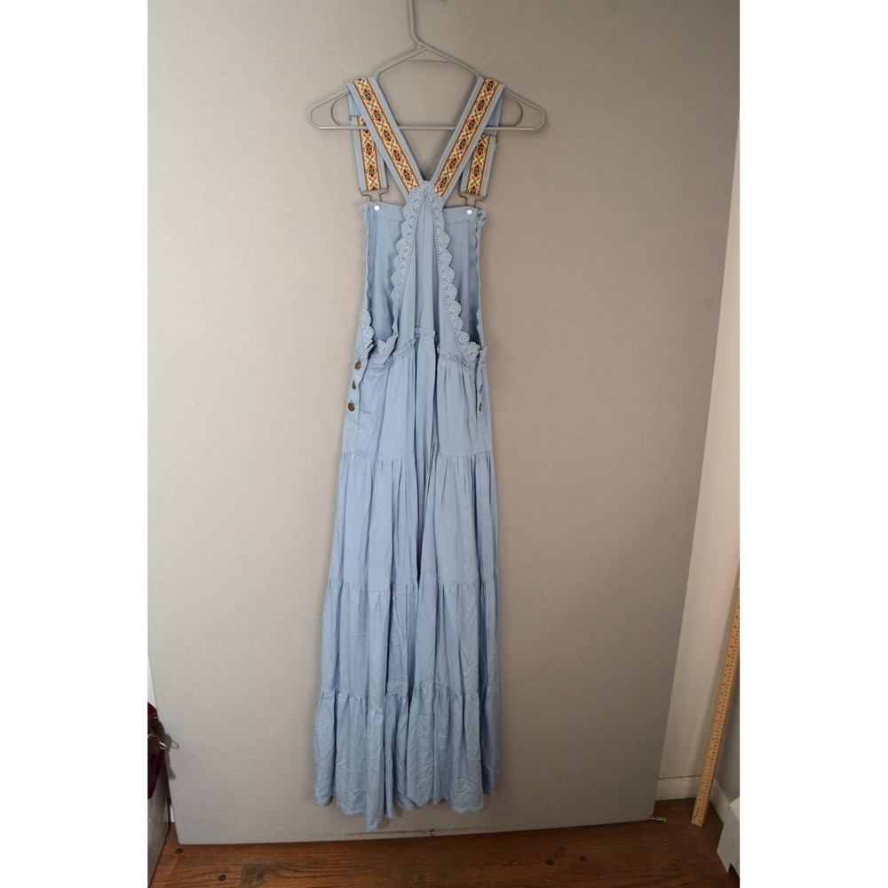 ee:some Lace Jumpsuit Small Blue Embroidered Overalls Boho Women New Wide Leg - Picture 2 of 4